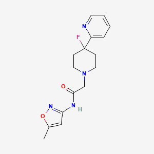 molecular formula C16H19FN4O2 B6748502 2-(4-fluoro-4-pyridin-2-ylpiperidin-1-yl)-N-(5-methyl-1,2-oxazol-3-yl)acetamide 