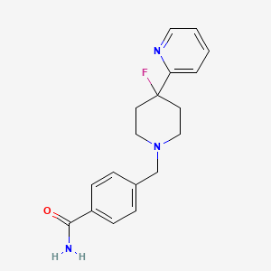 molecular formula C18H20FN3O B6748507 4-[(4-Fluoro-4-pyridin-2-ylpiperidin-1-yl)methyl]benzamide 