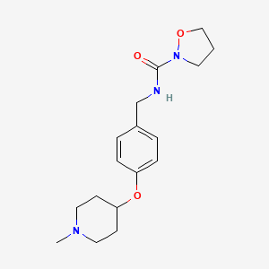 molecular formula C17H25N3O3 B6748527 N-[[4-(1-methylpiperidin-4-yl)oxyphenyl]methyl]-1,2-oxazolidine-2-carboxamide 