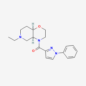 molecular formula C19H24N4O2 B6748535 [(4aS,8aR)-6-ethyl-3,4a,5,7,8,8a-hexahydro-2H-pyrido[4,3-b][1,4]oxazin-4-yl]-(1-phenylpyrazol-3-yl)methanone 