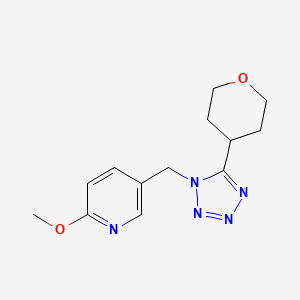 molecular formula C13H17N5O2 B6748554 2-Methoxy-5-[[5-(oxan-4-yl)tetrazol-1-yl]methyl]pyridine 