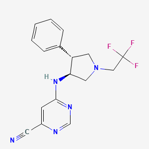 6-[[(3S,4R)-4-phenyl-1-(2,2,2-trifluoroethyl)pyrrolidin-3-yl]amino]pyrimidine-4-carbonitrile