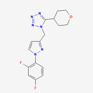 1-[[1-(2,4-Difluorophenyl)pyrazol-3-yl]methyl]-5-(oxan-4-yl)tetrazole