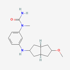 molecular formula C17H25N3O2 B6748638 1-[3-[[(3aS,6aR)-5-methoxy-1,2,3,3a,4,5,6,6a-octahydropentalen-2-yl]amino]phenyl]-1-methylurea 