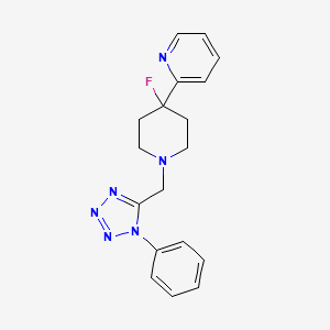 2-[4-Fluoro-1-[(1-phenyltetrazol-5-yl)methyl]piperidin-4-yl]pyridine