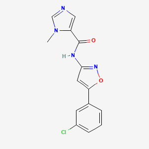 molecular formula C14H11ClN4O2 B6748731 N-[5-(3-chlorophenyl)-1,2-oxazol-3-yl]-3-methylimidazole-4-carboxamide 