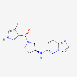 molecular formula C16H18N6O B6748815 [(3S)-3-(imidazo[1,2-b]pyridazin-6-ylamino)pyrrolidin-1-yl]-(4-methyl-1H-pyrrol-3-yl)methanone 