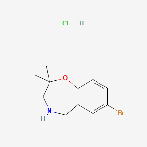 molecular formula C11H15BrClNO B6749036 7-bromo-2,2-dimethyl-2,3,4,5-tetrahydro-1,4-benzoxazepine hydrochloride 