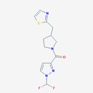 [1-(Difluoromethyl)pyrazol-3-yl]-[3-(1,3-thiazol-2-ylmethyl)pyrrolidin-1-yl]methanone