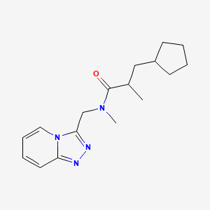 molecular formula C17H24N4O B6749324 3-cyclopentyl-N,2-dimethyl-N-([1,2,4]triazolo[4,3-a]pyridin-3-ylmethyl)propanamide 