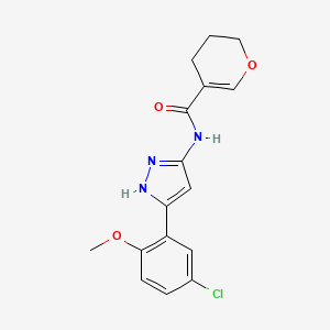 molecular formula C16H16ClN3O3 B6749331 N-[5-(5-chloro-2-methoxyphenyl)-1H-pyrazol-3-yl]-3,4-dihydro-2H-pyran-5-carboxamide 