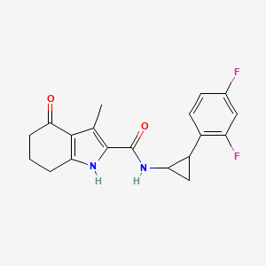 molecular formula C19H18F2N2O2 B6749366 N-[2-(2,4-difluorophenyl)cyclopropyl]-3-methyl-4-oxo-1,5,6,7-tetrahydroindole-2-carboxamide 