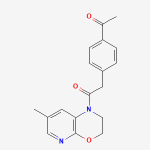 molecular formula C18H18N2O3 B6749393 2-(4-Acetylphenyl)-1-(7-methyl-2,3-dihydropyrido[2,3-b][1,4]oxazin-1-yl)ethanone 