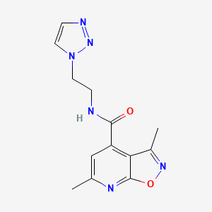 molecular formula C13H14N6O2 B6749396 3,6-dimethyl-N-[2-(triazol-1-yl)ethyl]-[1,2]oxazolo[5,4-b]pyridine-4-carboxamide 