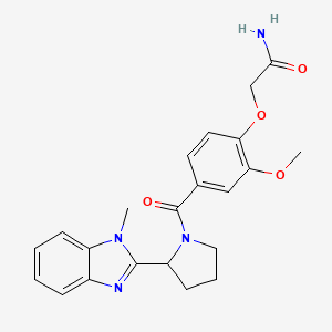 molecular formula C22H24N4O4 B6749441 2-[2-Methoxy-4-[2-(1-methylbenzimidazol-2-yl)pyrrolidine-1-carbonyl]phenoxy]acetamide 