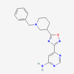 molecular formula C18H20N6O B6749446 6-[5-(1-Benzylpiperidin-3-yl)-1,2,4-oxadiazol-3-yl]pyrimidin-4-amine 