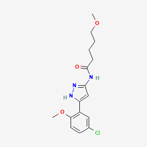 N-[5-(5-chloro-2-methoxyphenyl)-1H-pyrazol-3-yl]-5-methoxypentanamide