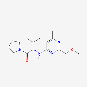 molecular formula C16H26N4O2 B6749505 (2S)-2-[[2-(methoxymethyl)-6-methylpyrimidin-4-yl]amino]-3-methyl-1-pyrrolidin-1-ylbutan-1-one 