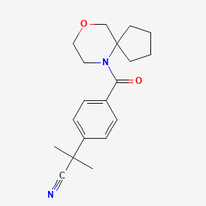 molecular formula C19H24N2O2 B6749584 2-Methyl-2-[4-(9-oxa-6-azaspiro[4.5]decane-6-carbonyl)phenyl]propanenitrile 