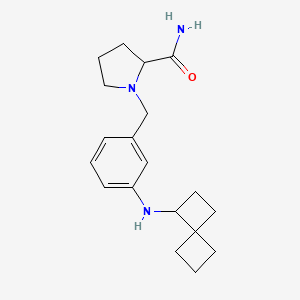 molecular formula C19H27N3O B6749589 1-[[3-(Spiro[3.3]heptan-3-ylamino)phenyl]methyl]pyrrolidine-2-carboxamide 