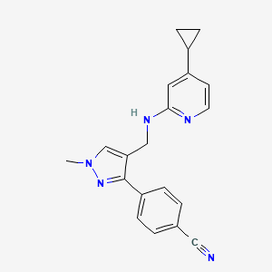 molecular formula C20H19N5 B6749597 4-[4-[[(4-Cyclopropylpyridin-2-yl)amino]methyl]-1-methylpyrazol-3-yl]benzonitrile 