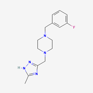 molecular formula C15H20FN5 B6749643 1-[(3-fluorophenyl)methyl]-4-[(5-methyl-1H-1,2,4-triazol-3-yl)methyl]piperazine 