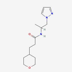 molecular formula C14H23N3O2 B6749671 3-(oxan-4-yl)-N-(1-pyrazol-1-ylpropan-2-yl)propanamide 