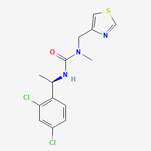 molecular formula C14H15Cl2N3OS B6749773 3-[(1R)-1-(2,4-dichlorophenyl)ethyl]-1-methyl-1-(1,3-thiazol-4-ylmethyl)urea 