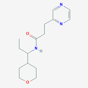 molecular formula C15H23N3O2 B6749788 N-[1-(oxan-4-yl)propyl]-3-pyrazin-2-ylpropanamide 