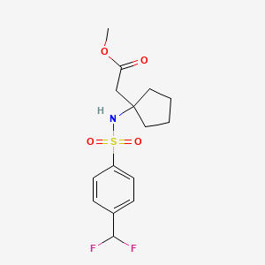 molecular formula C15H19F2NO4S B6749806 Methyl 2-[1-[[4-(difluoromethyl)phenyl]sulfonylamino]cyclopentyl]acetate 