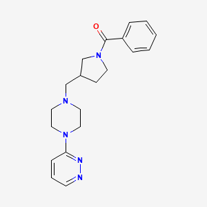 molecular formula C20H25N5O B6749818 Phenyl-[3-[(4-pyridazin-3-ylpiperazin-1-yl)methyl]pyrrolidin-1-yl]methanone 