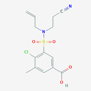 molecular formula C14H15ClN2O4S B6749837 4-Chloro-3-[2-cyanoethyl(prop-2-enyl)sulfamoyl]-5-methylbenzoic acid 