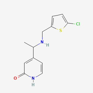 molecular formula C12H13ClN2OS B6749863 4-[1-[(5-chlorothiophen-2-yl)methylamino]ethyl]-1H-pyridin-2-one 