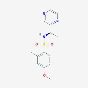 molecular formula C14H17N3O3S B6749954 4-methoxy-2-methyl-N-[(1R)-1-pyrazin-2-ylethyl]benzenesulfonamide 