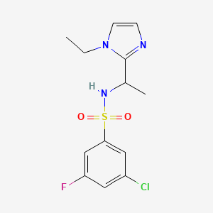 molecular formula C13H15ClFN3O2S B6749965 3-chloro-N-[1-(1-ethylimidazol-2-yl)ethyl]-5-fluorobenzenesulfonamide 