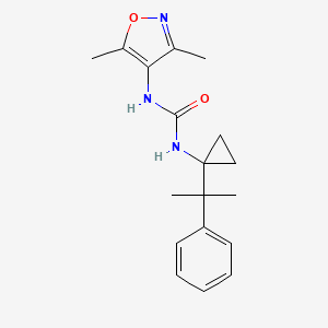 molecular formula C18H23N3O2 B6749990 1-(3,5-Dimethyl-1,2-oxazol-4-yl)-3-[1-(2-phenylpropan-2-yl)cyclopropyl]urea 