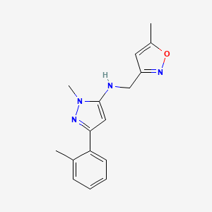 2-methyl-N-[(5-methyl-1,2-oxazol-3-yl)methyl]-5-(2-methylphenyl)pyrazol-3-amine