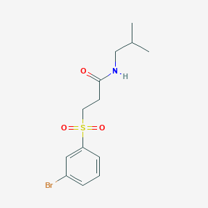 molecular formula C13H18BrNO3S B6750032 3-(3-bromophenyl)sulfonyl-N-(2-methylpropyl)propanamide 