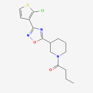 1-[3-[3-(2-Chlorothiophen-3-yl)-1,2,4-oxadiazol-5-yl]piperidin-1-yl]butan-1-one