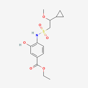 molecular formula C15H21NO6S B6750123 Ethyl 4-[(2-cyclopropyl-2-methoxyethyl)sulfonylamino]-3-hydroxybenzoate 