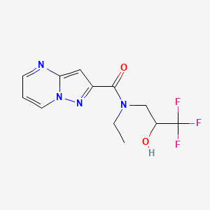 molecular formula C12H13F3N4O2 B6750132 N-ethyl-N-(3,3,3-trifluoro-2-hydroxypropyl)pyrazolo[1,5-a]pyrimidine-2-carboxamide 