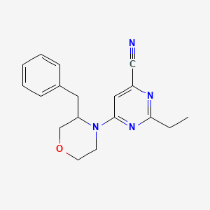 molecular formula C18H20N4O B6750241 6-(3-Benzylmorpholin-4-yl)-2-ethylpyrimidine-4-carbonitrile 