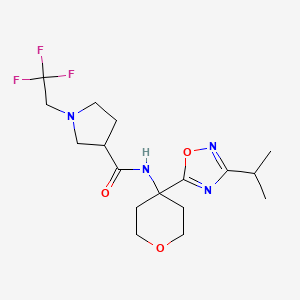 N-[4-(3-propan-2-yl-1,2,4-oxadiazol-5-yl)oxan-4-yl]-1-(2,2,2-trifluoroethyl)pyrrolidine-3-carboxamide