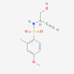 molecular formula C12H15NO4S B6750268 N-(1-hydroxybut-3-yn-2-yl)-4-methoxy-2-methylbenzenesulfonamide 