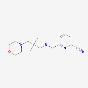 molecular formula C17H26N4O B6750302 6-[[(2,2-Dimethyl-3-morpholin-4-ylpropyl)-methylamino]methyl]pyridine-2-carbonitrile 