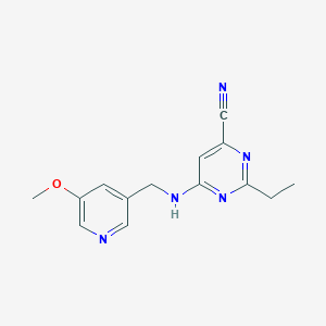 2-Ethyl-6-[(5-methoxypyridin-3-yl)methylamino]pyrimidine-4-carbonitrile