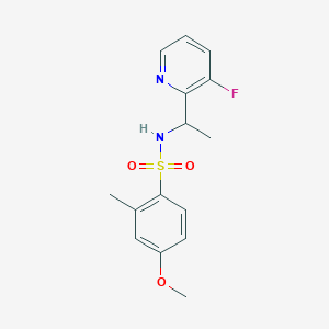 molecular formula C15H17FN2O3S B6750329 N-[1-(3-fluoropyridin-2-yl)ethyl]-4-methoxy-2-methylbenzenesulfonamide 