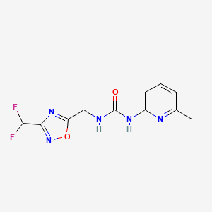 molecular formula C11H11F2N5O2 B6750366 1-[[3-(Difluoromethyl)-1,2,4-oxadiazol-5-yl]methyl]-3-(6-methylpyridin-2-yl)urea 