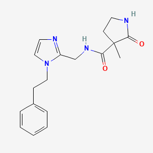 3-methyl-2-oxo-N-[[1-(2-phenylethyl)imidazol-2-yl]methyl]pyrrolidine-3-carboxamide