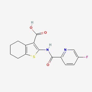 molecular formula C15H13FN2O3S B6750434 2-[(5-Fluoropyridine-2-carbonyl)amino]-4,5,6,7-tetrahydro-1-benzothiophene-3-carboxylic acid 